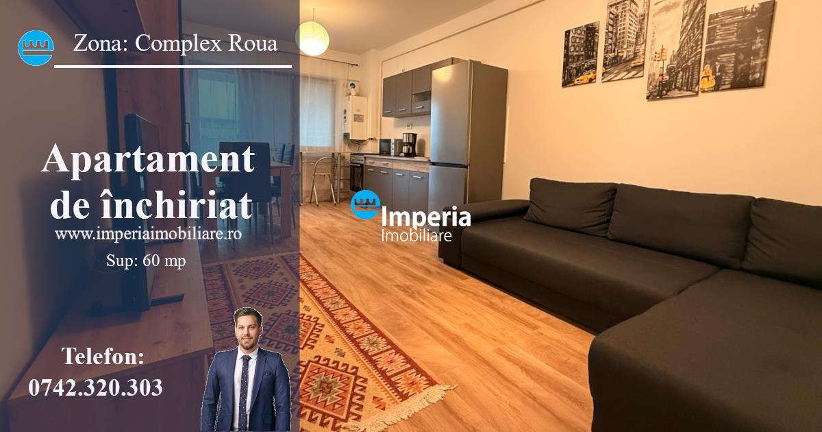 Inchiriez apartament 3 camere, open space, Zona Podul de Fier Complex Roua Residence