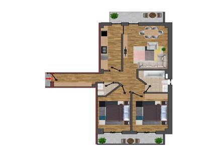 Apartament de vanzare 3 camere decomandat cu terasa, bloc nou, PacurariRediu