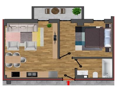 Apartament de vanzare,1 camera model dec, bloc nou, terasa,Pacurari  Rediu