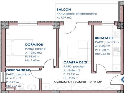 Ap. 2 camere 51,11 mp, Pacurarisos Rediu,com 0%