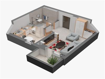 Apartament 1 camera, decomandat, de vanzare, Dacia, bloc nou