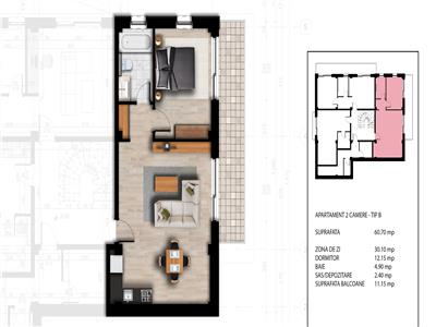 Apartament 2 cam, Barnova, 73.000 euro