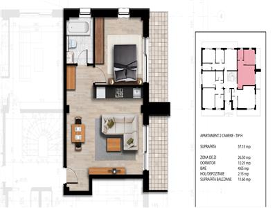Apartament 2 cam, Barnova, 73.000 euro