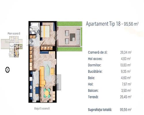 Apartament Deosebit, 2 camere+terasa Bloc Nou