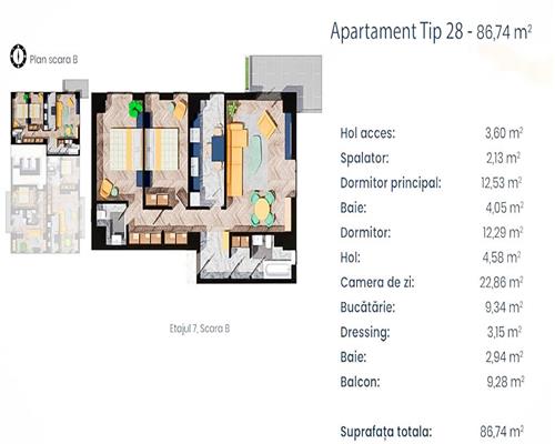 Apartament Deosebit 3 camere+terasa, Pacurari Comision