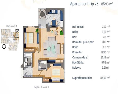Proiect Deosebit, Apartament 3 camere Pacurari Pret Promotional