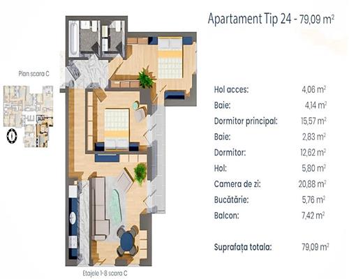 Milenium Towers Pacurari, Apartament 3 camere, Pret PROMO