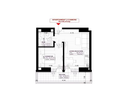Apartament 2 camere finalizat, Copou  Royal Town, bucatarie mobilata!