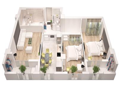 Proiect Nou, apartamente 3 camere, 2 bai, Plata si in Rate!