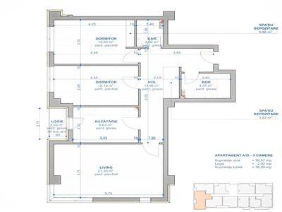 Proiect nou autorizat, 3 camere 2 bai Nicolina  CUG