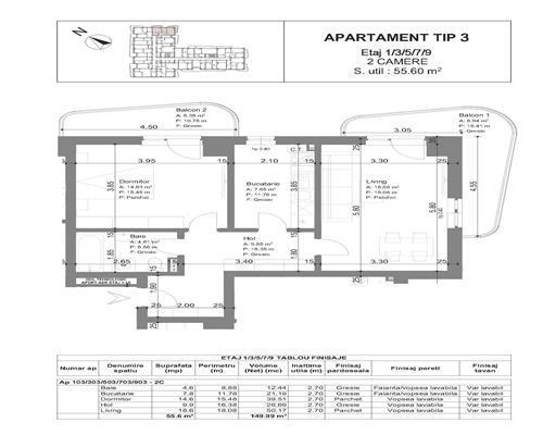 Apartament 2 cam, decomandat, 69.90 mp, de vanzare,bloc nou in zona Galata, (Arcadia)