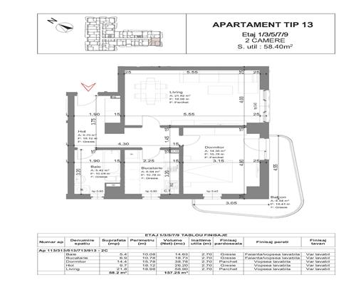 Apartament 2 cam, decomandat,67.14 mp, de vanzare,bloc nou in zona Galata, (Arcadia)