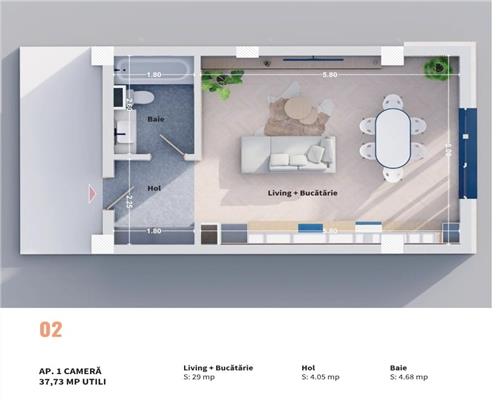 Apartament 1 cam, 37.73 mp, de vanzare,bloc nou  Rediu vedere Lac