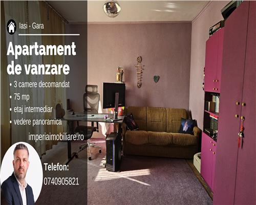 Ocazie! Apartament spațios, 3 camere, decomandat – Str. Gării Iasi