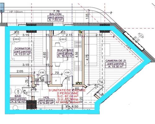 Apartament 2 camere decomandat | Moara de Vânt – Brizo | 63,6 mp |