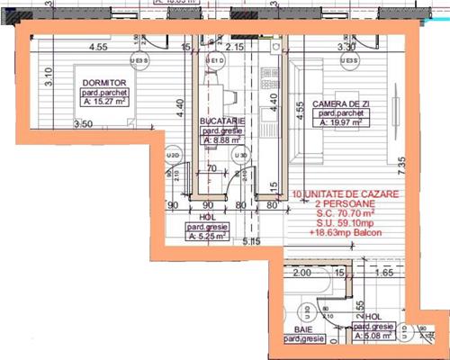 Apartament 2 camere decomandat | Moara de Vânt – Brizo | 77.3 mp |