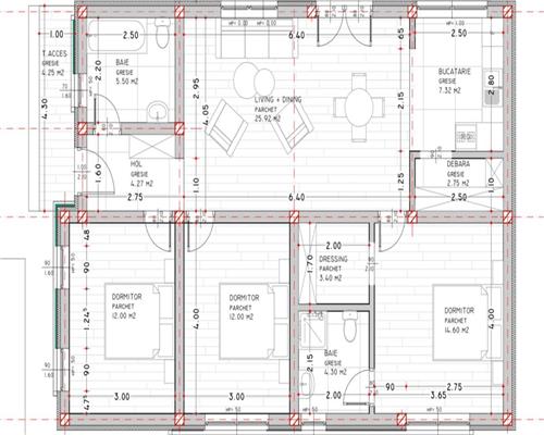 Casă Parter – 3 dormitoare, 2 băi, 92 mp utili – Zona Horpaz