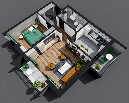 Apartament 1 cam D, Bl nou, 42 mp
