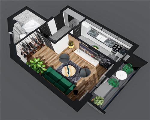 Apartament 1 cam D, Bl nou, 42 mp