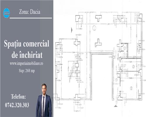 Inchiriez spatiu comercial, supr 268mp, Zona Dacia Iasi
