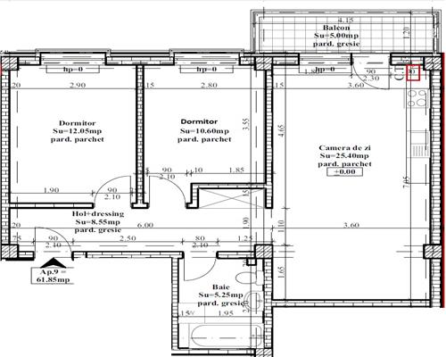 Apartament 3 cam dec, 67 mp etaj intermediar zona Bucium  Visan