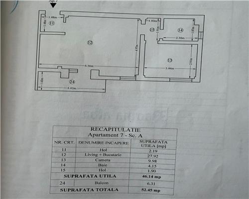 Apartament 2 cam, open space, de vanzare zona Bucium
